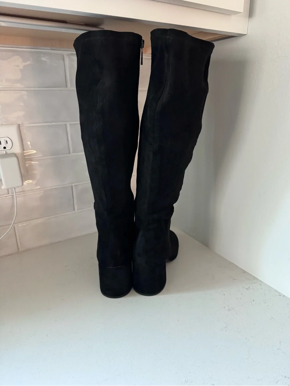 Anne Klein Wide Calf Black Knee-High Block Heel Women’s Boots